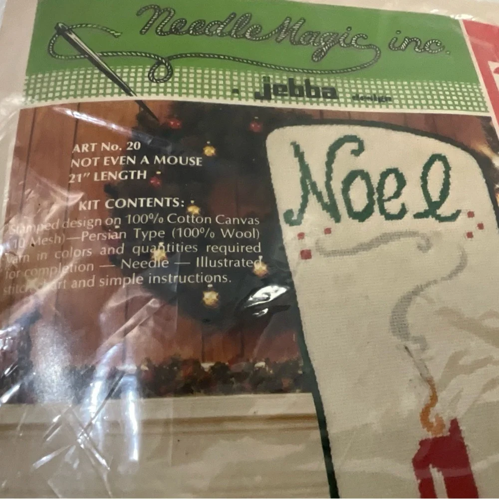 Vintage Jebba Needle Magic Needlepoint Kit Noel Stocking NOS Rare 70’s